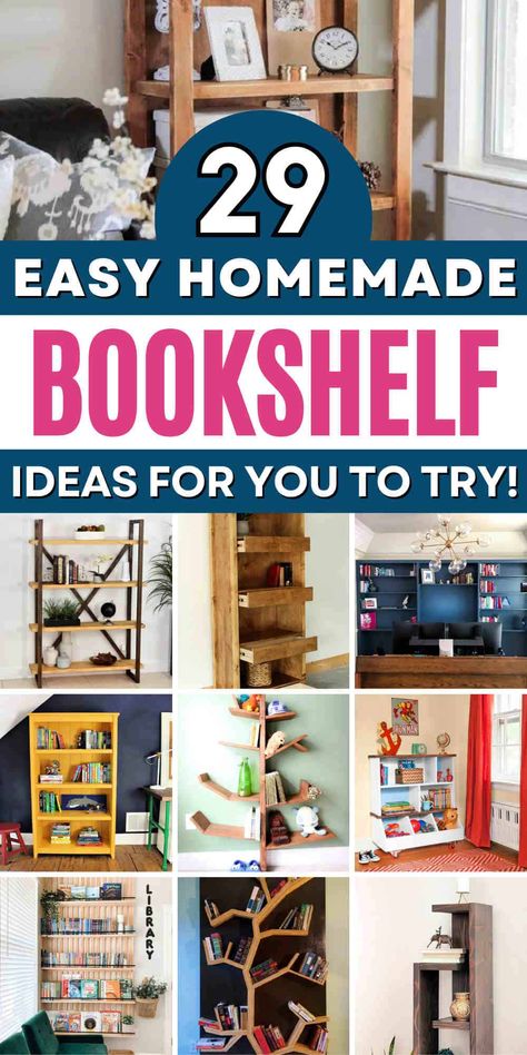 Building a bookshelf that is personalized and unique has never been easier, thanks to a variety of free DIY bookshelf plans. Build Corner Bookshelf, Diy Tall Narrow Bookshelf, Book Rack Ideas Small Spaces, Cool Bookshelf Ideas Small Spaces, Bookcase Ideas For Small Spaces, Book Shelf Plans, Cool Bookshelves Small Spaces, Inexpensive Bookshelf Ideas, Bookshelves Diy Easy