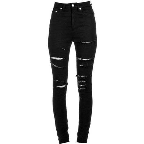 Preowned Saint Laurent Black Distressed Skinny Jeans W/ Fishnet Inset... (370 CAD) ❤ liked on Polyvore featuring jeans, bottoms, pants, black, destroyed denim skinny jeans, destructed jeans, distressed jeans, skinny jeans and torn skinny jeans Emo Wardrobe, Edgy Wardrobe, Emo Jeans, Distressing Jeans, Cute Ripped Jeans, Saint Laurent Jeans, Destructed Jeans, Jeans Destroyed, Torn Jeans