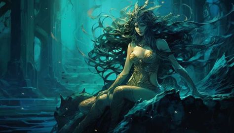 Norse Goddess Ran, the powerful marine divinity of Norse mythology, personifies the vast and mysterious depths of the sea. Married to Aegir, the god of the Goddess Of The Sea, Norse Goddess, Norse Mythology, Natural Phenomena, Gods And Goddesses, Old World, Running