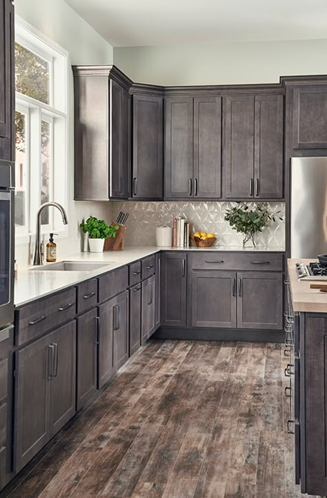 Patton Gray Kitchen Cabinets | Natural Maple Cabinet Interior | Finished Color Matching Cabinet Sides Grey Stained Cabinets, Kitchen Cabinet Inspiration, Stained Kitchen Cabinets, Grey Kitchen Designs, Gray Cabinets, Kitchen Cabinet Styles, New Kitchen Cabinets, Grey Kitchen Cabinets, Kitchen Cabinet Colors