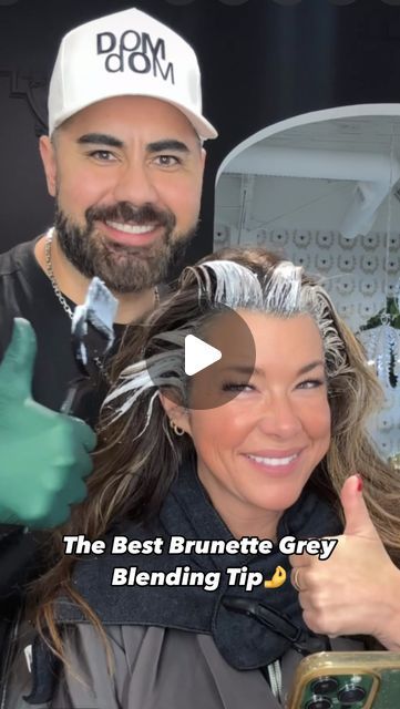 Blend In Grey Hair Dark Brown, Balayage To Blend Gray Hair Brunette, Gray Layered Hair, How To Hide Grey Hair Dark Brown, How To Blend Gray Hair With Brown, Grey Blending For Brunettes, Gray Hair Cover Up Ideas, Moonlight Hair Color, Highlights With Grey Hair