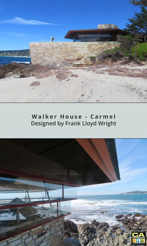 House California, Frank Lloyd Wright Style, Walker House, Ship At Sea, Monterey Cypress, Frank Lloyd Wright Homes, Richard Neutra, Sea House, Scenic Roads