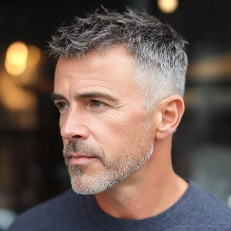 Trendy Short Gray Hairstyles: Stylish Cuts for Older Men Embracing Natural Gray Messy Haircut Men Short Hair, Men Haircut Grey Hair, Mens Short Back And Sides, Old School Mens Haircut, Older Men’s Haircuts, Men’s Short Messy Hair, Mens Haircuts For Receding Hairline, Men’s Short Hairstyles Receding Hairline, Modern Men’s Hairstyles