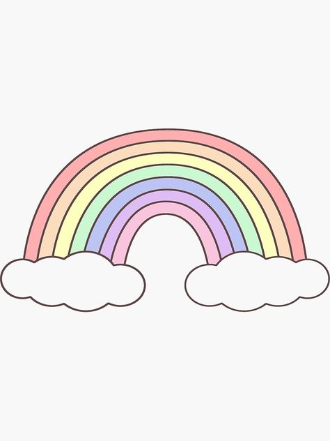 "Simple Pastel Rainbow" Sticker by bird767 | Redbubble Pastel Rainbow Drawing, Drawing Rainbow, Draw Rainbow, Aesthetic Rainbow, Cute Rainbow Drawings, Cute Pastel Stickers, Cute Simple Stickers, Rainbow Pastel, Rainbow Cute Drawing