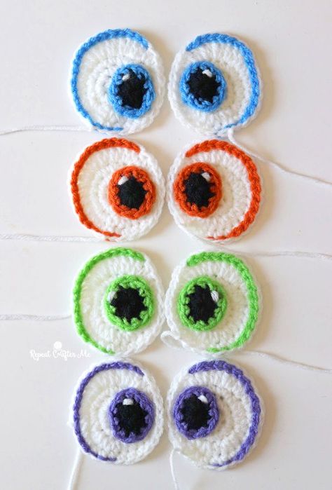 Repeat Crafter Me Crochet Oval Eyes Free Pattern, Daisy Rug, Eyes Crochet, Crochet Cartoon, Crochet Characters, Scrap Crochet, Crochet Baby Costumes, Felt Eyes, Octopus Crochet Pattern