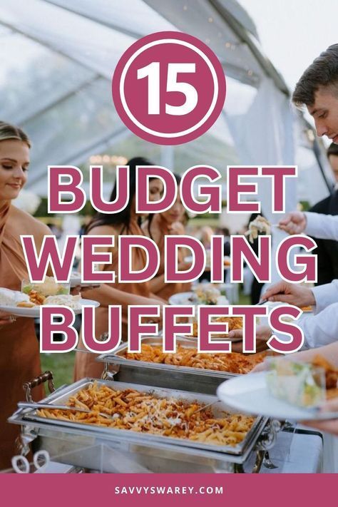 Struggling to find affordable wedding catering that still tastes fabulous and looks stunning? Look no further! We've got the ultimate budget wedding buffet guide and ideas that will help you create a mouthwatering, unforgettable spread without breaking the bank. Discover 15 amazing budget-friendly buffet ideas now and make your dream wedding a reality! Find 15 Ideas on the Blog! Catered Food Ideas, Wedding Food Ideas On A Budget, Wedding Buffet Food Ideas, Sophisticated Appetizers, Buffet Menu Ideas, Cheap Wedding Food, Wedding Buffet Ideas, Buffet Table Wedding Receptions, Diy Wedding Buffet