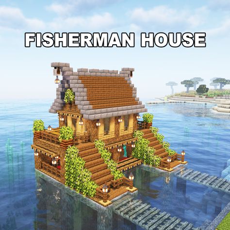 Small Island House Minecraft, Island Builds Minecraft, Minecraft Lighthouse Tutorial, Ocean Minecraft House, Coastal Minecraft Houses, Minecraft Ocean Base, Minecraft Ocean House, Minecraft Fisherman House, Minecraft Ocean Builds