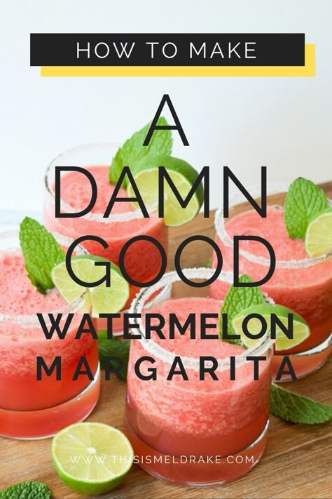 How to Make a DAMN GOOD Watermelon Margarita — This Is Mel Drake Watermelon Margarita Recipes, Watermelon Margarita Pitcher, Margarita Station Parties, Good Watermelon, Fresh Margarita Recipe, Watermelon Margarita Recipe, Cocktails Margarita, Frozen Watermelon Margarita, Watermelon Margaritas