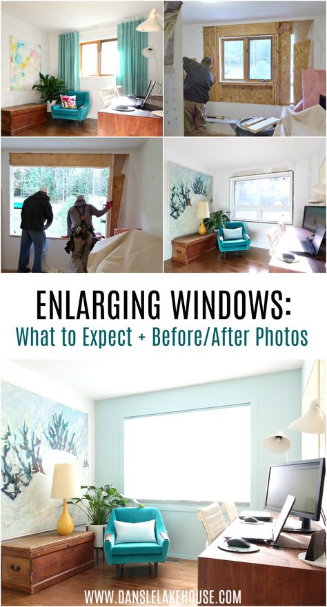 Getting Windows Replaced: What to Expect Getting Bigger Windows Installed. See the process, read my tips, and tour an entire home before/after with brand new windows. #renovating #windows #homerenovation #windowrenovation Window Before And After, How To Add Windows To Your House, Adding Bigger Windows To House, Enlarge Windows Before And After, Bigger Windows Before And After, Changing Windows Before And After, Window Renovation Before And After, Window Remodel Before And After, Windows Before And After