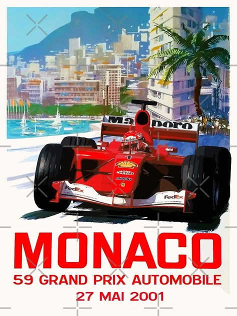 "Schumacher Monaco Grand Prix 2001" Poster by Speedbirddesign | Redbubble Monaco Grand Prix Aesthetic, 2001 Poster, Vintage F1 Poster, Vintage Formula 1 Posters, Grand Prix Monaco, Monaco F1 Poster, Monaco Gp Poster, Monaco Poster, Vintage Monaco Poster