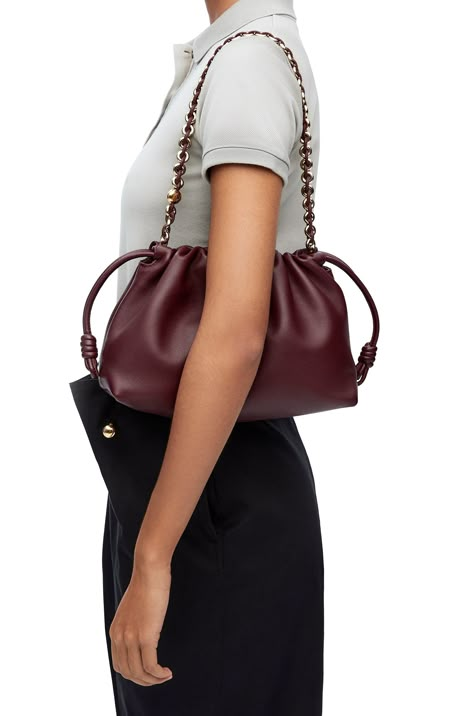 LOEWE Flamenco Purse bag in mellow nappa lambskin Dark Burgundy Loewe Flamenco, Bag Wishlist, Loewe Bag, Fashion Content, Dream Bags, Dark Burgundy, Personalized Accessories, Boot Pumps, Louis Vuitton Shoulder Bag