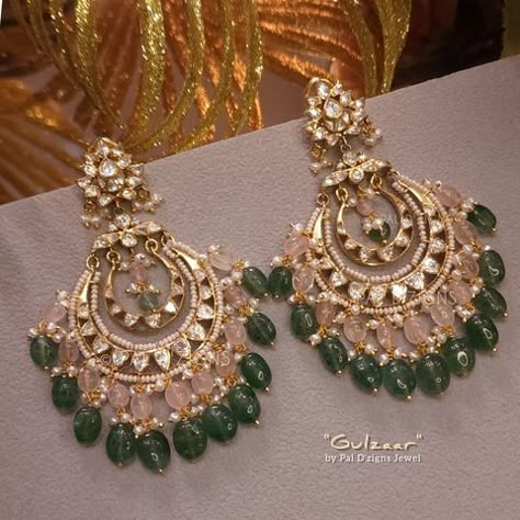 Gulzaar Moissanite Polki Chaandbaali Chaandbaali Earrings Polki, Indian Bride Jewellery, Gold Earrings Studs Simple, Kundan Earrings Gold, South Indian Bride Jewellery, Indian Brides Jewelry, Leg Accessories, Chand Bali, Desi Jewelry