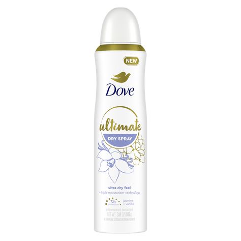 Dove Ultimate Antiperspirant Deodorant Dry Spray Jasmine & Vanilla Deodorant For Sensitive Skin, Underarm Care, Dove Deodorant, Sandalwood Scent, Vanilla Scent, Antiperspirant Deodorant, Deodorant Spray, Antiperspirant, Body Love