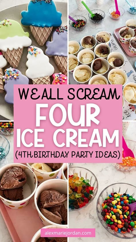 Dive into a world of sweetness with our must-read blog post on "We All Scream Four Ice Cream Theme Fourth Birthday Party"! Explore the fun of Ice Cream Birthday Party Theme, discover exciting Summer Birthday Party ideas, and create lasting memories for your child's Fourth Birthday. From adorable Ice Cream Party details to Kids Themed Birthday Parties inspiration, find the perfect Birthday Ideas for a celebration that'll have everyone screaming for joy! Winter Ice Cream Birthday Party, Fourever Sweet Party Ideas Decorations, We Scream Four Ice Cream, Ice Cream Birthday Party Food Ideas, Rainbow Ice Cream Party, 4th Birthday Ice Cream Theme, Fourth Bday Theme, Four Year Birthday Theme, 4 Girl Birthday Party Ideas