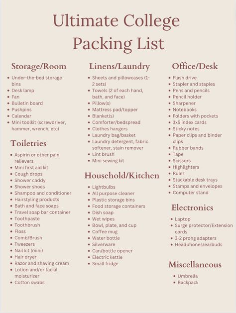 List Of Things To Bring To College, What To Pack For Dorm College Students, Dorm Toiletries List, Things To Take To University, Collage Needs List, Boarding School Essentials List, College Supplies Essentials Amazon, First Year University Packing List, Things To Pack For College