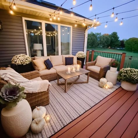 Beautiful patio to spend your time with loved ones. #thedecorista #patiodesign #homedecor #designinspiration #interior #home Summer Porch Furniture, Back Deck Vibes, Outdoor Side Porch Ideas, Back Porch Inspiration Outdoor Living, Simple Back Patio Decor, Open Back Patio Ideas, Back Porch Lounge Ideas, Decorating Small Patios, Outdoor Seating Decor