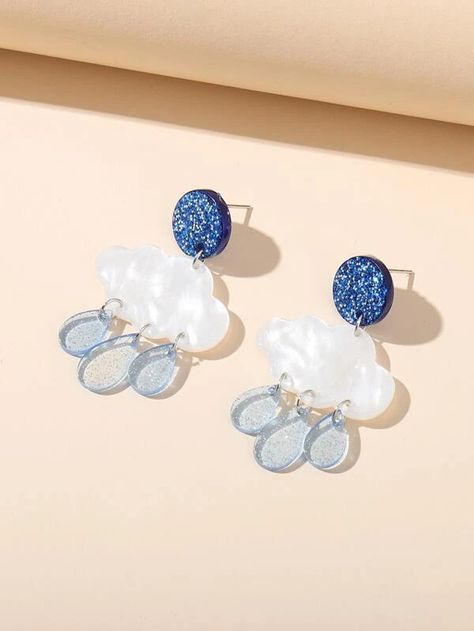 Jewels Diy, Cloud Design, Resin Jewelry Diy, Boho Style Earrings, Polymer Clay Jewelry Diy, Diy Accessory, Art Earrings, Clouds Design, Clay Jewelry Diy