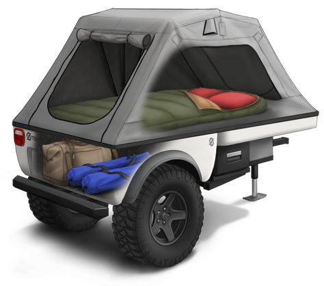 Camper Jeep, Overland Design, Hiker Trailer, Camping Gear Trailer, Camper Trailer Tent, Tent Trailers, Overland Camping, Camping Trailer Diy, Small Camper Trailers