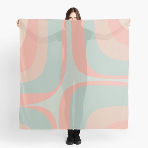 Blush Scarf, Abstract Scarf, Millennial Pink, Aqua Mint, Mod Style, Mid Mod, Designer Scarves, Patterned Scarves, Mod Fashion