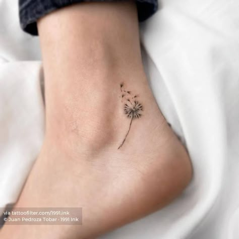 Fine line dandelion seeds tattoo on the ankle Small Dandelion Tattoo, Seed Tattoo, Tattoo On Ankle, Tatoo Dog, Dandelion Tattoo Design, Cute Foot Tattoos, Ankle Tattoos For Women, Dandelion Tattoo, Anklet Tattoos