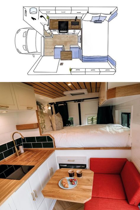 Single Bed Camper Van, Van Conversion With Shower Layout, Small Van Life Interior Layout, 3 Berth Van Conversion, Single Bed Van Conversion, Campervan Layout Ideas, Small Van Layout, Van Living Interior Layout, Citroen Relay Campervan