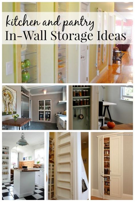 Remodelaholic | 25+ Brilliant In-Wall Storage Ideas For Every Room In Your Home Wall Niche Storage, Storage Between Studs, Wall Cubby Storage, In Wall Storage, Built In Bathroom Storage, Stud Storage, Recessed Shelving, Between The Studs, Between Studs