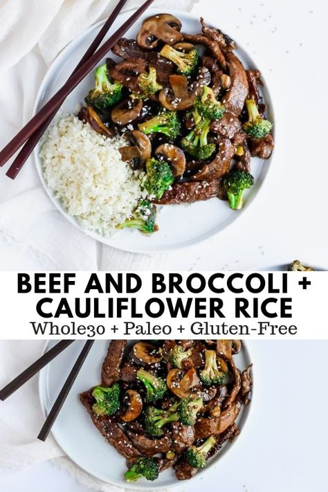 April Meals, Warming Foods, September Recipes, Healthy Beef And Broccoli, Wooden Skillet, Easy Beef And Broccoli, Paleo Recipies, Whole30 Dinner, Healthy Beef Recipes