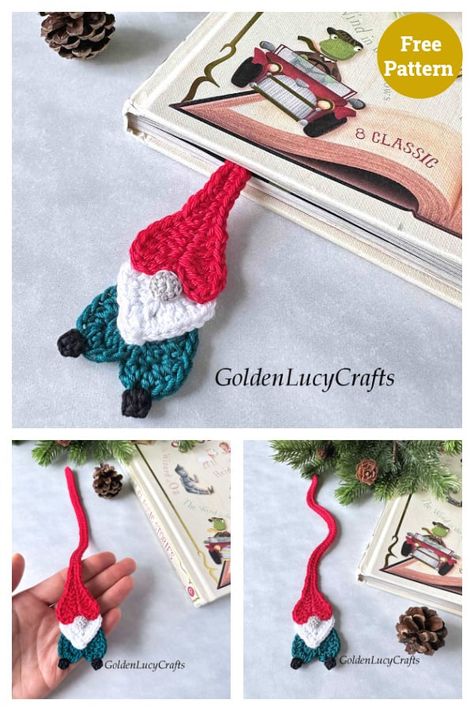 10+ Christmas Bookmark Crochet Patterns - Page 2 of 3 Crochet Book Marks, Amigurumi Bookmark, Crochet Bookmarks Free Patterns, Christmas Bookmark, Xmas Crochet, Beginning Crochet, Bookmark Crochet, Bookmark Pattern, Crochet Bookmark Pattern