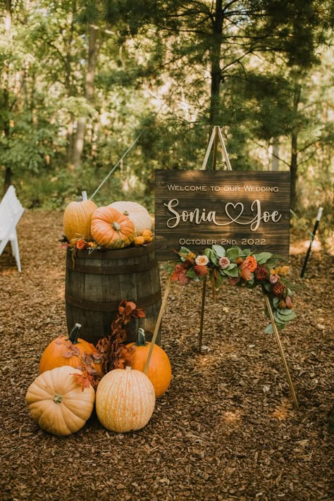 Sonia & Joe are such incredible kind people! They had a gorgeous Fall wedding celebration at The Farm at Dover and we loved capturing these moments! The abundance of unique pumpkins paired with their heartfelt vows was so perfect! We are a Milwaukee, Wisconsin area wedding photographer videographer team. Wedding With Pumpkins Decorating Ideas, Harvest Themed Wedding, Mums And Pumpkins Wedding, Fall Wedding Board, Pumpkin Patch Wedding Ideas, Fall Lakeside Wedding, Fall Wedding Mums And Pumpkins, Fall Wedding Outdoor Decorations, Small October Wedding