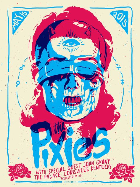 PIXIES POSTER on Behance The Pixies, Screen Printing Art, Color Poster, Screen Print Poster, Band Poster, 타이포그래피 포스터 디자인, Rock Posters, Blue Eyed, Gig Posters