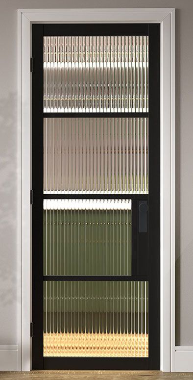 Modern Urban Industial Doors - Narrow Stile Black Doors - Fashionable Inustrial Style Doors - Soho Doors - Tribeca Doors - Industrial Pocket Doors, Feature Doors Internal, Industrial Glass Door, Industrial Interior Doors, Glass Internal Doors, Fluted Glass Door, Amsterdam Interior, Glass Door Bathroom, Summit House