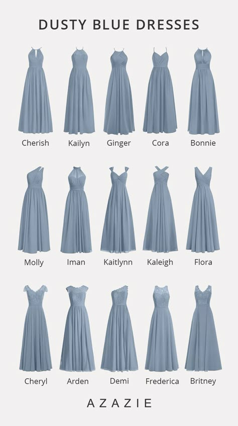 Dusty Blue Bridesmaid, Projek Menjahit, Dusty Blue Bridesmaid Dresses, Fashion Terms, Blue Bridesmaid Dress, Dusty Blue Wedding, Fashion Vocabulary, Dusty Blue Weddings, Hawaiian Wedding