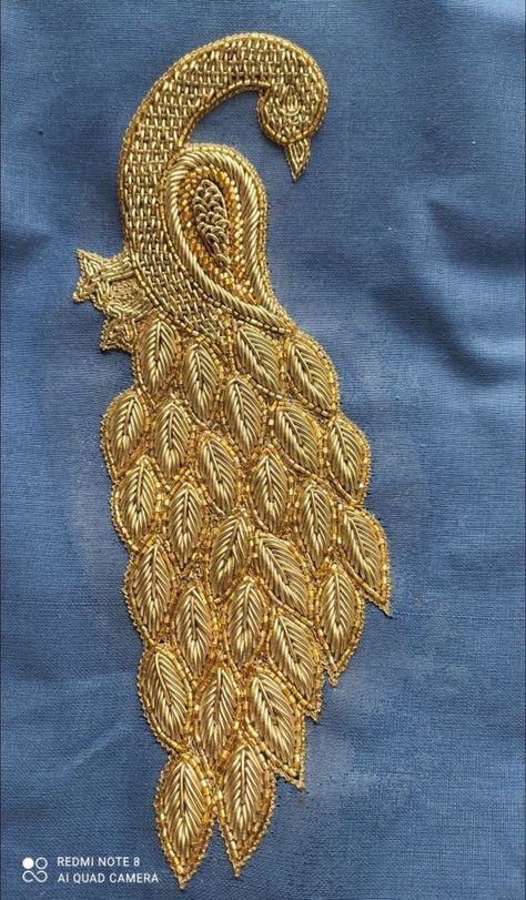 Embroidery Peacock Designs, Peacock Embroidery Designs, Peacock Embroidery, Lace Fancy, Aari Design, Bathroom Caddy, Gold Work Embroidery, Hand Work Design, Simple Hand Embroidery Patterns