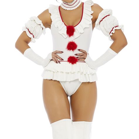 PRICES MAY VARY. This costume set is made of 90% Polyester and 10% Spandex for a great tight fit. Hand wash only Whether you want to stun everyone at the Halloween party with your costume or dress to impress, this costume outfit is an outstanding choice For reference, the model is 5ft 8in. The Let's Play a Game Movie Clown Character Costume is available in XS/S, S/M, M/L and L/XL This package includes 1 x bodysuit, 1 x sleeves, 1 x choker, 1 x pair of sleeves, 1 x pair of gloves and 1 x pair of Clown Character, Let's Play A Game, Movie Character Costumes, Casual Halloween, Character Costume, Lets Play A Game, Leather Bodysuit, Play A Game, Clown Costume