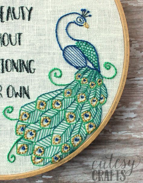 Flamingo and Peacock Embroidery Pattern - Cutesy Crafts Hardanger Embroidery Patterns, Brazilian Embroidery Patterns, Peacock Crafts, Peacock Embroidery Designs, Peacock Embroidery, Easy Embroidery, Hardanger Embroidery, Bird Embroidery, Embroidery Patterns Vintage