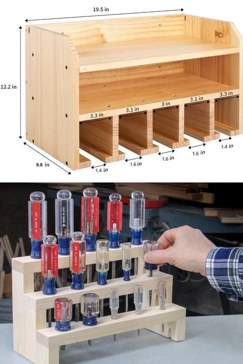 Woodworking Tool Storage Ideas, Tool Storage Ideas, Tool Wall Storage, Garage Storage Inspiration, Diy Garage Storage Cabinets, Tools Organizer, Power Tool Organizer, Power Tool Storage, Workbench Plans Diy