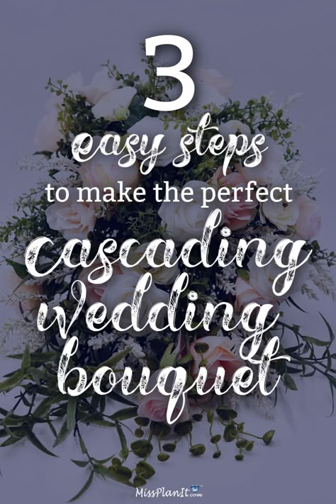 How To Make A Cascading Bridal Bouquet With Fake Flowers, Diy Bridal Bouquet Cascade, Bridal Bouquet With Rosary, Simple Cascade Bridal Bouquet, How To Make Cascade Wedding Bouquet, How To Cascade Bouquet, Diy Waterfall Bouquet Wedding, Artificial Cascade Wedding Bouquet, Hand Tied Cascading Bouquet