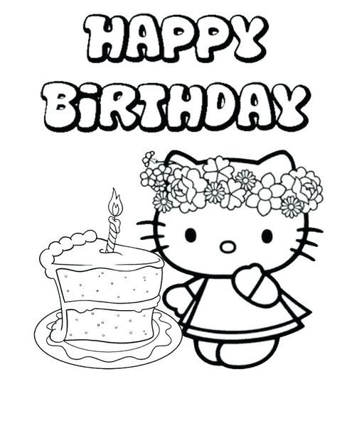 Kue Hello Kitty, Hello Kitty Happy Birthday, Happy Birthday Teacher, Hello Kitty Happy, Chibi Coloring, Happy Birthday Drawings, Hello Kitty Birthday Cake, Happy Birthday Coloring Pages, Hello Kitty Colouring Pages