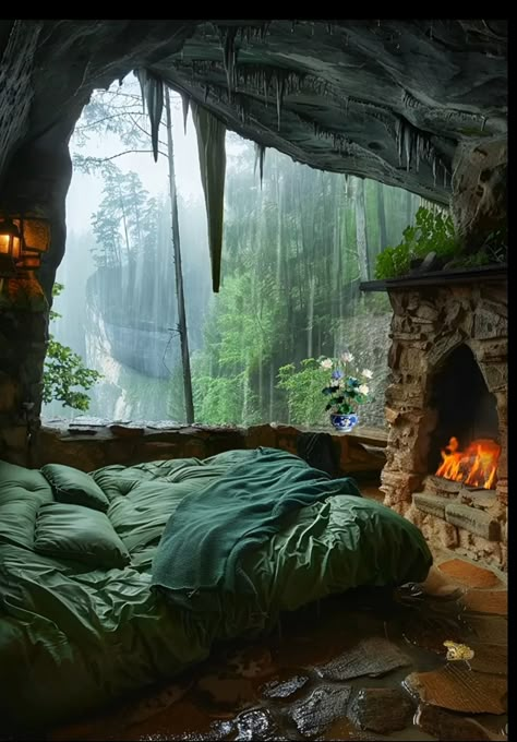 Cave Camping, Castle Style Homes, Cave Houses, Cave Bedroom, Cave Room, Dream Beach Houses, Dream Life House, Cave House, Unusual Homes