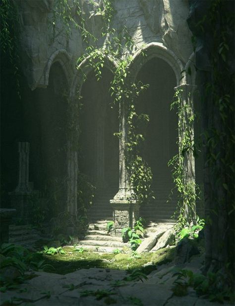 Ruined Temple, Temple Ruins, Daz Studio, Fantasy Places, Fantasy Art Landscapes, Fantasy Aesthetic, Fantasy Concept Art, Ancient Ruins, Jolie Photo