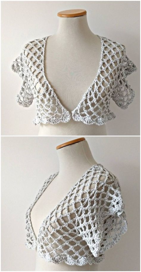 Crochet A Stylish Bolero In Different Sizes - Crochet Ideas Knit Tank Pattern, Bolero Haken, Knit Tank Top Pattern, Crochet Caplet, Crochet Shrug Bolero, Crochet Bolero Pattern, Bolero Pattern, Gilet Crochet, Crochet Shrug Pattern