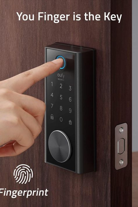 Worried you left the door unlocked? Need to let a dogsitter or housekeeper in while away? Tired of forgetting your keys or to lock your doors at night? This wifi integrated touch deadbolt solution is a go to for our family and provides peace of mind knowing we can control access to our home with the press of a finger or through the easy to use Eufy wireless app. Avant Guard, Hidden Spy Camera, Door Protection, Keyless Entry Door Locks, Solar Home, Fingerprint Scanner, Fingerprint Door Lock, Entry Door Locks, Digital Door Lock