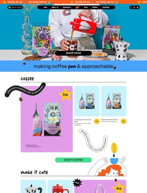 Coffee Web Design, Cute Website Design, Coffee Website Design, Web Design Landing Page, Landing Page Web Design, Illustration Web Design, Web Design Layout, Tech Inspiration, Landing Page Design Inspiration