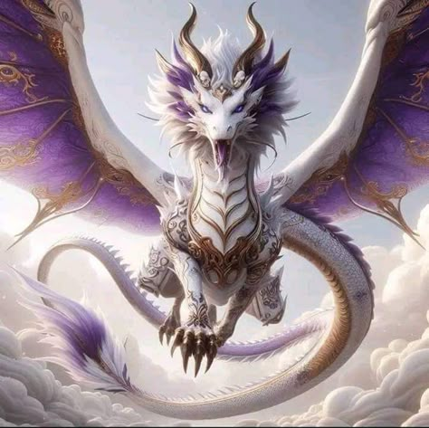 White And Purple Dragon, Air Dragon, Legendary Animals, Light Dragon, Legendary Dragons, Mythical Creatures Fantasy, Mythical Dragons, Diamond Dotz, Dragon Artwork Fantasy