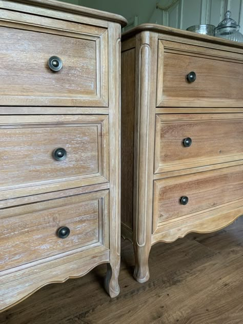 Glaze Over Stained Wood, Refinishing Nightstand Ideas, Bleached Furniture, Raw Wood Furniture, Bleached Wood, Antique Wax, Bedroom Remodel, Furniture Refinishing, Diy Furniture Renovation