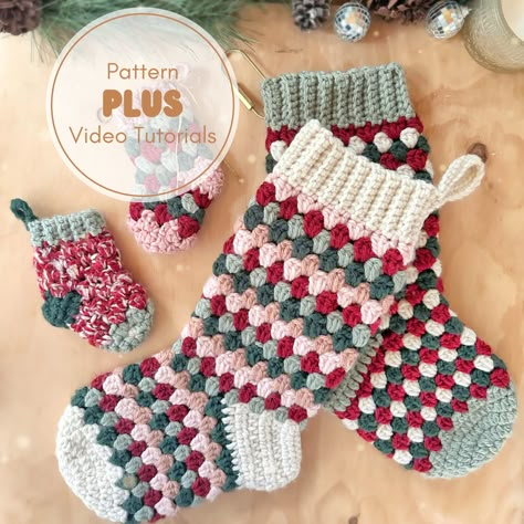 Granny Ruth Stocking Pattern Video Tutorial 2 SIZES, Crochet Stocking Pattern - Etsy Australia Crochet Stocking Pattern, Christmas Stocking Patterns, Granny Stockings, Stocking Patterns, Crochet Christmas Stocking Pattern, Crochet Stocking, Crochet Christmas Stocking, Mini Stockings, Confection Au Crochet