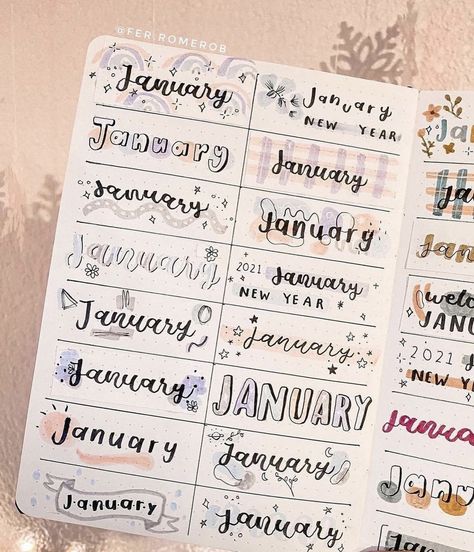 16 Best January Bullet Journal Headers to Copy - atinydreamer Journal Titles, Journal Headers, Bullet Journal Titles, Bullet Journal Headers, January Bullet Journal, Bullet Journal Font, Bullet Journal Ideas Templates, Creating A Bullet Journal, Bullet Journal Banner