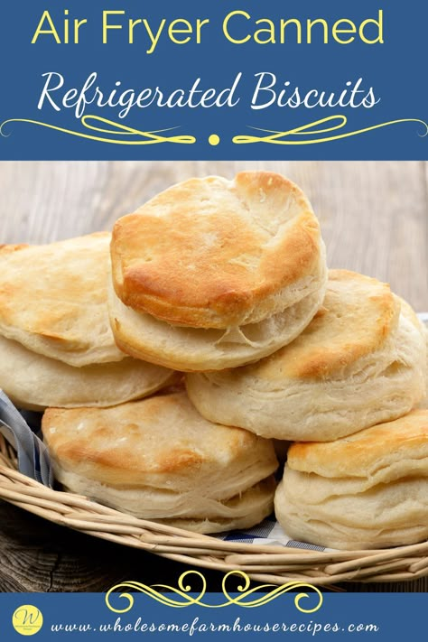 Air Fryer Canned Refrigerated Biscuits Air Fryer Biscuits, Pillsbury Biscuit Recipes, Flakey Biscuits, Baked Biscuits, Quick Delicious Dinner, Frozen Biscuits, New Air Fryer Recipes, Air Fryer Cooking Times, Cooks Air Fryer