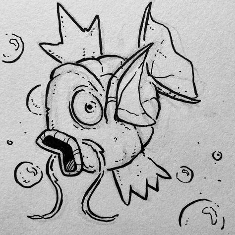 coloring pages 🌠 Pokemon Magikarp Art, Magikarp Drawing, Pokémon Drawing Ideas, Madebyluis Pokemon, Pokemon Sketches Pencil, Magikarp Art, Pokémon Doodles, Magikarp Tattoo, Pokemon Doodle Art