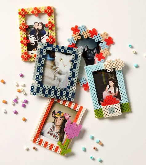 Perler Bead Frames | JOANN Perler Bead Instax Frame, Hama Bead Frame, Picture Frame Perler Beads, Perler Bead Polaroid Frame, Perler Bead Crafts To Sell, Perler Bead Picture Frames, Perler Bead Frame, Peeler Bead Idea, Melty Beads Patterns